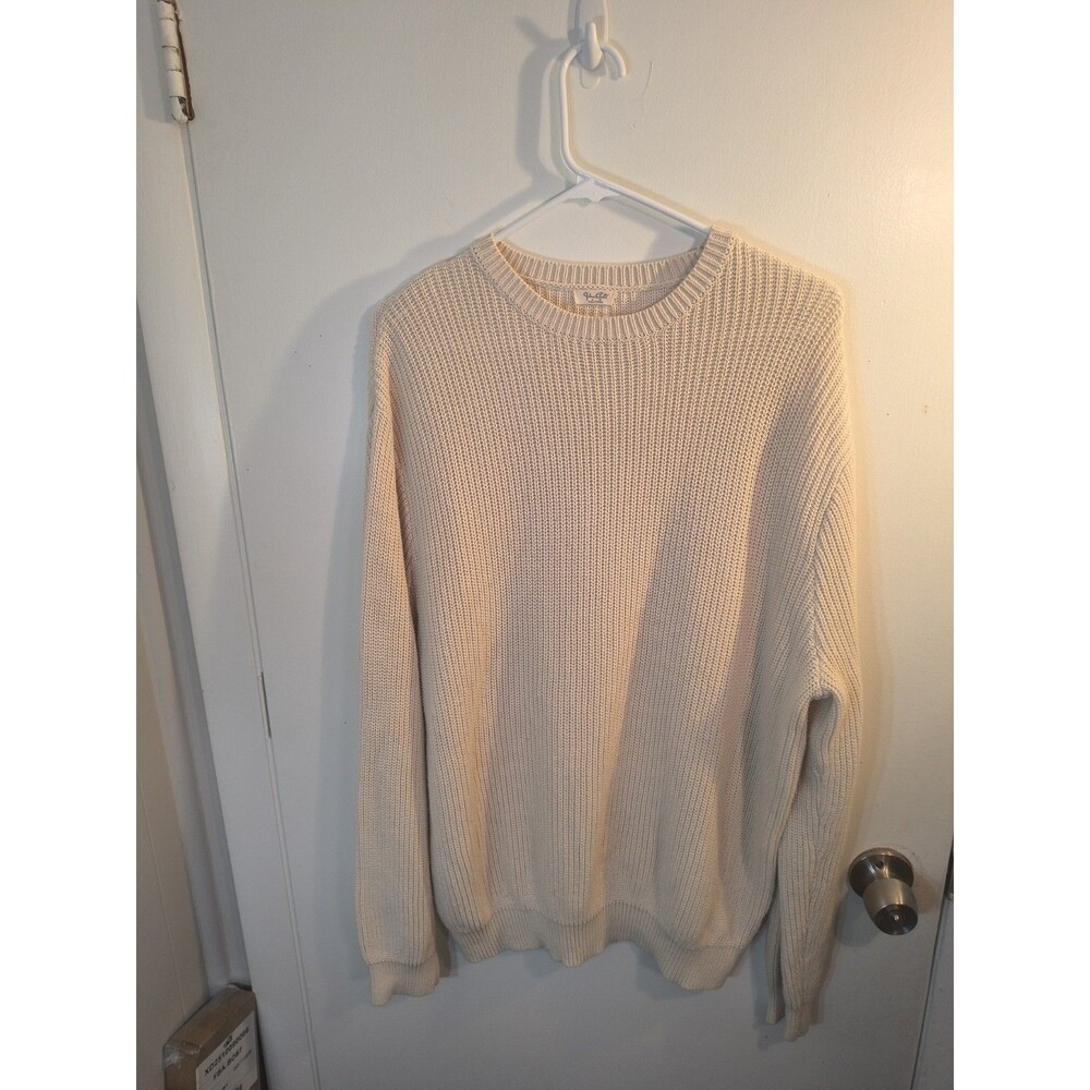 John Galt Brandy Melville Cream Chunky Ribbed Knit Crewneck Sweater OS Cotton